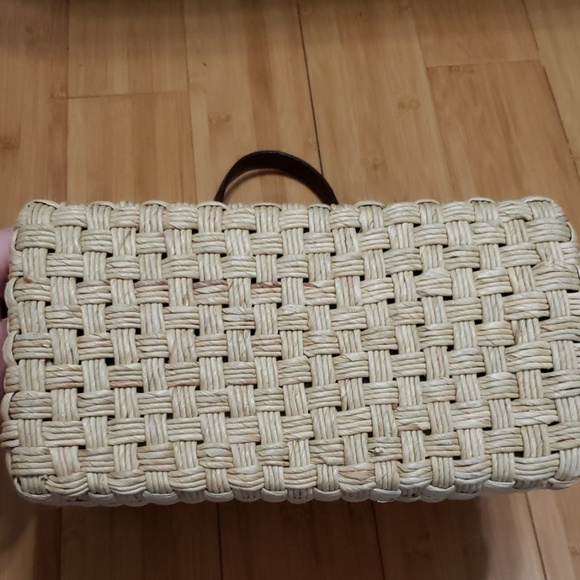 Brighton straw/brown leather structured purse - Picture 4 of 7